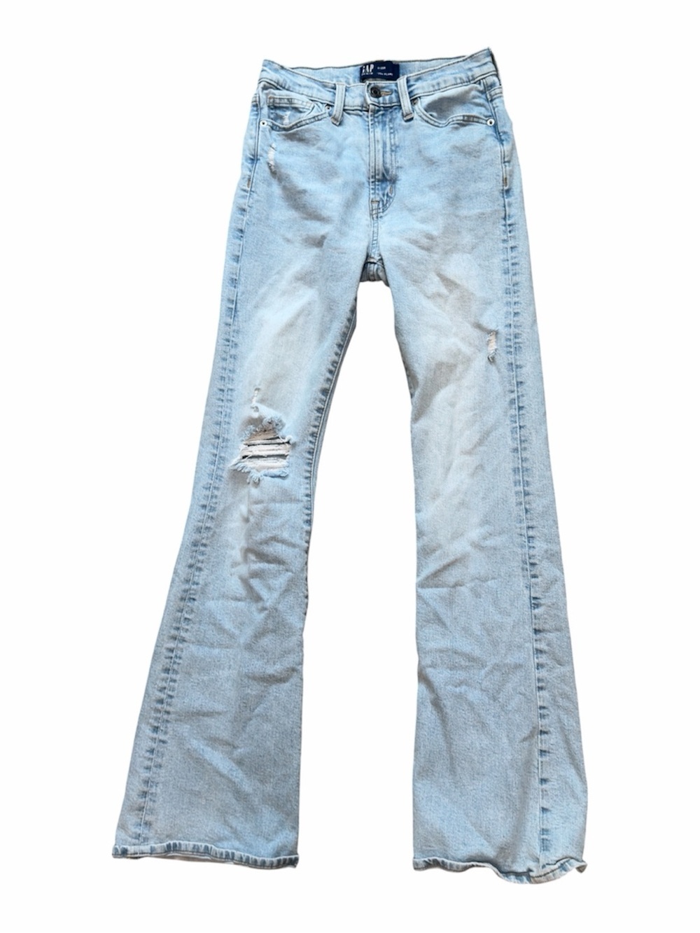 Gap 70s Flare Jeans Light Wash Distressed Y2K Boho Size 0/25R